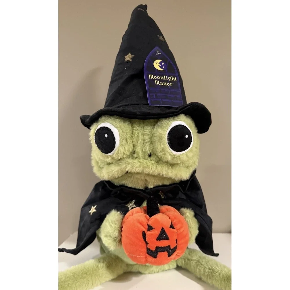 NEW 2026 Moonlight Manor Halloween Weighted Plush Frog Wizard with Pumpkin Viral